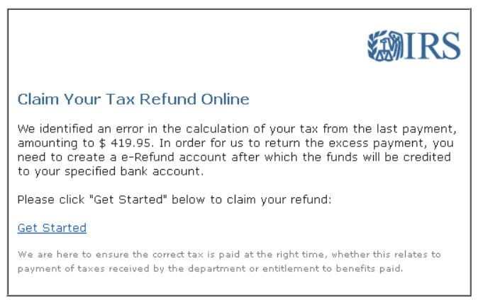 Email phishing example tax
