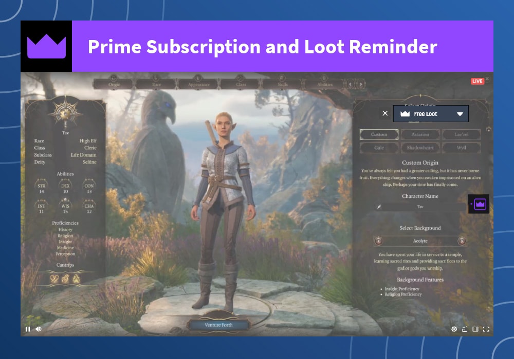 prime subscription and loot reminder