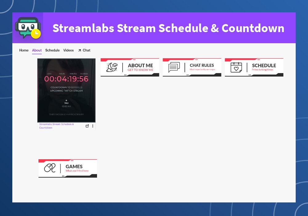 streamlabs stream schedule and countdown