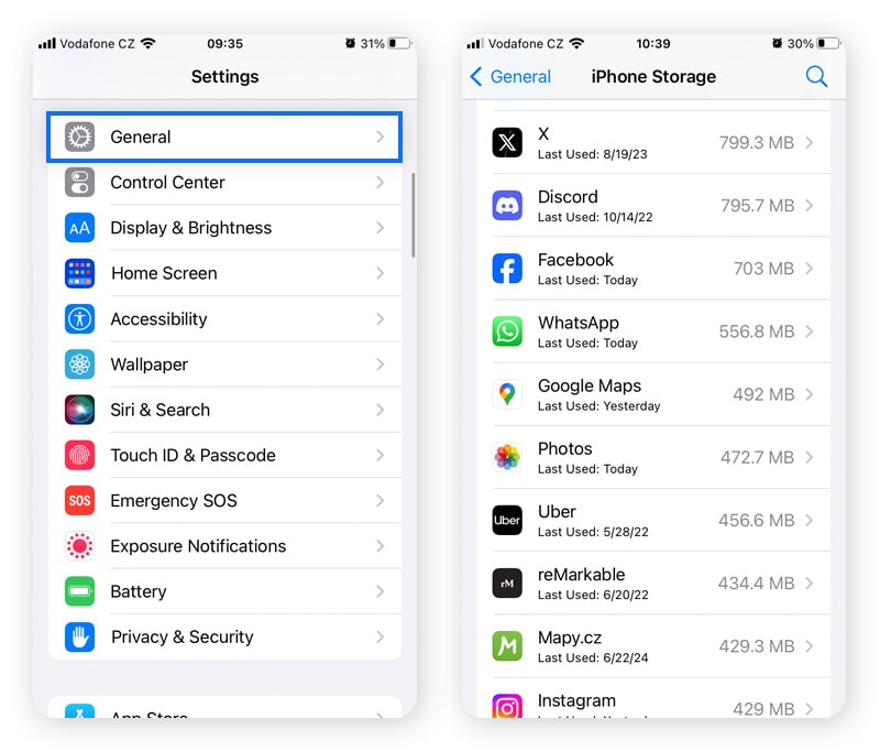 To remove adware on iPhone, look for suspicious apps in iPhone Storage under General Settings.