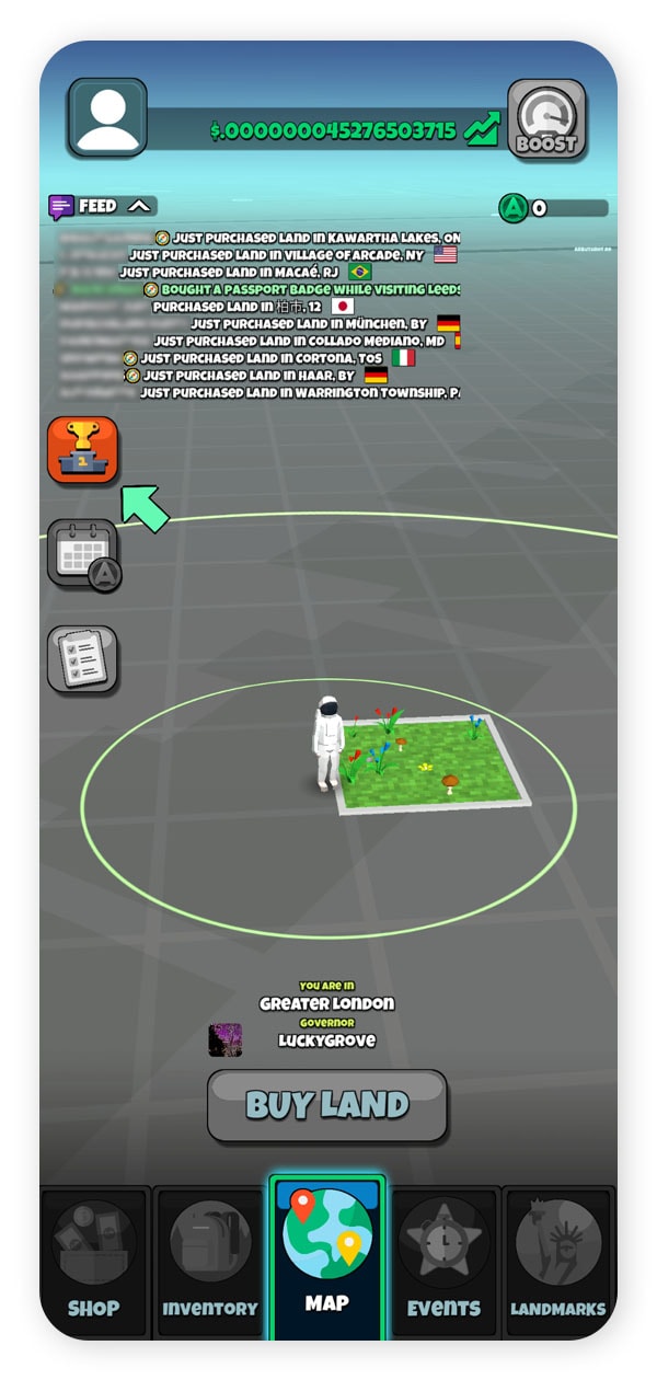 Screenshot of Atlas Earth gameplay.