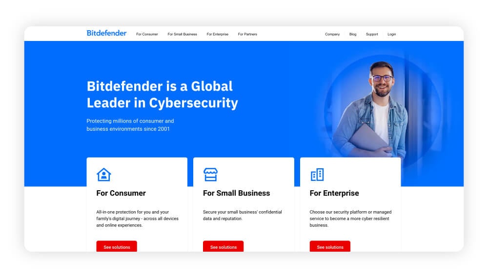 Screenshot of Bitdefender homescreen.