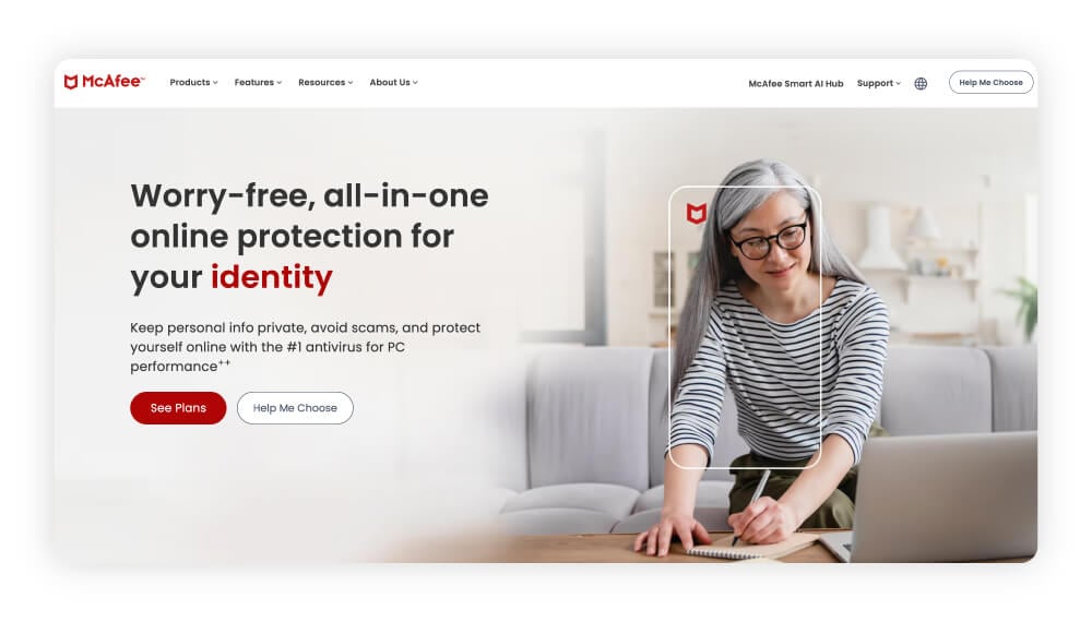 Screenshot of McAfee homescreen.