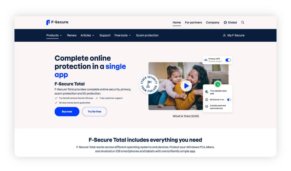 Screenshot of F-Secure Total homescreen.