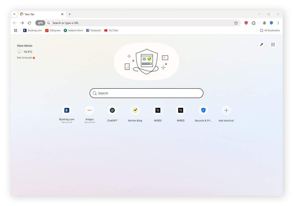 Screenshot of the Avast Secure Browser home page.