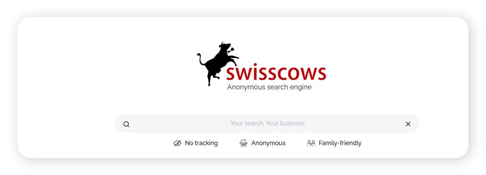 A screenshot of the Swisscows search engine.