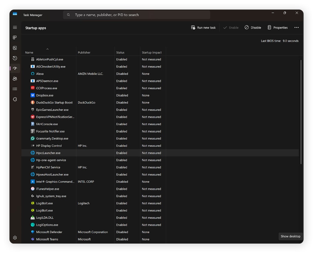 A screenshot showing the startup impact of various applications on a Windows computer.