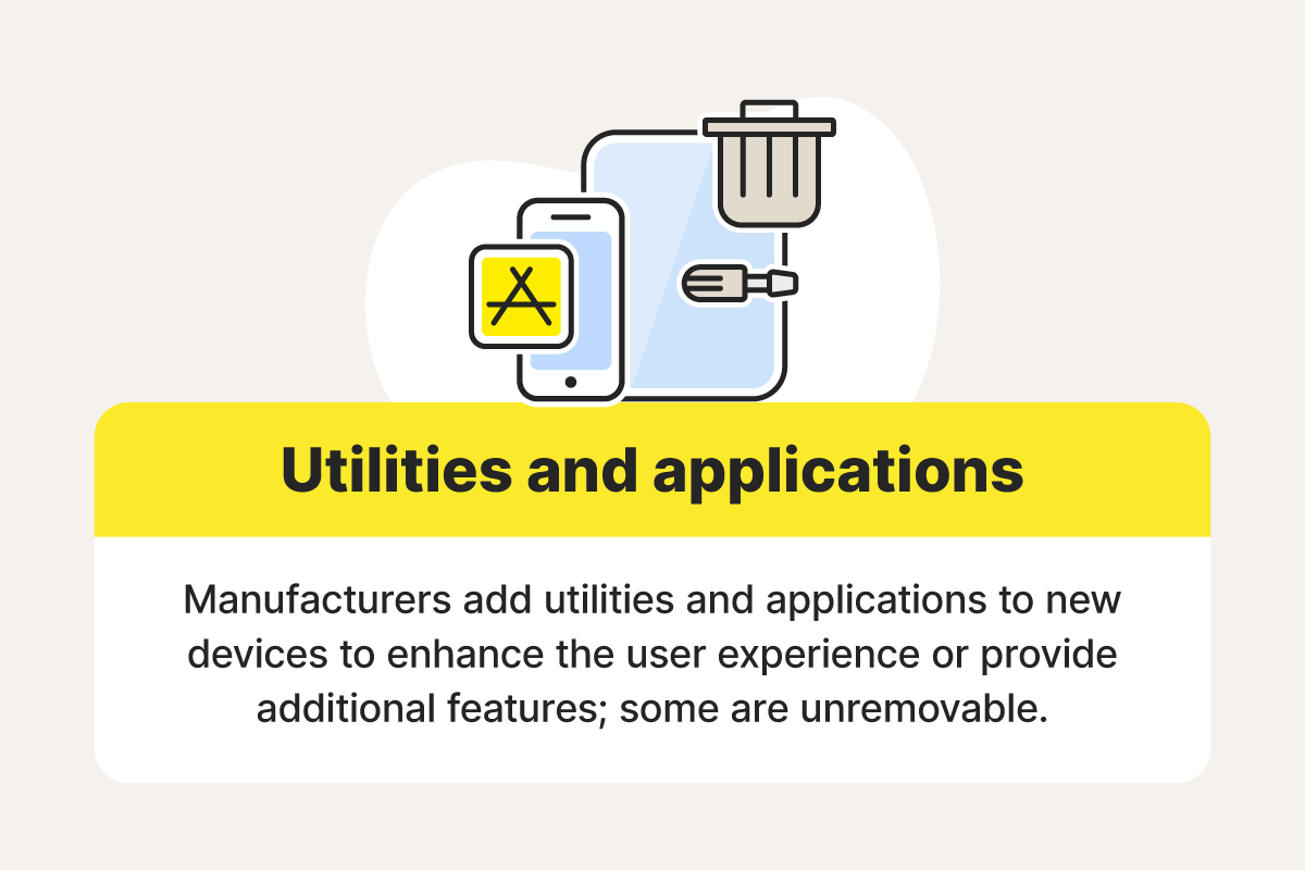 An image explaining utilities and application bloatware.