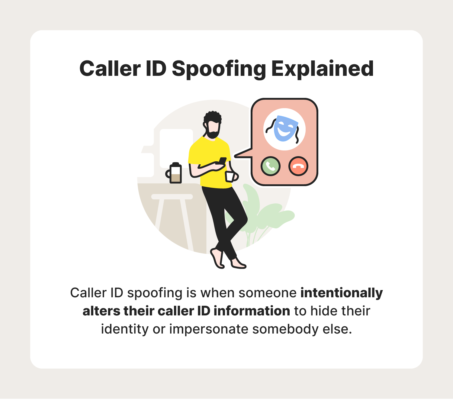 A graphic defines caller ID spoofing.