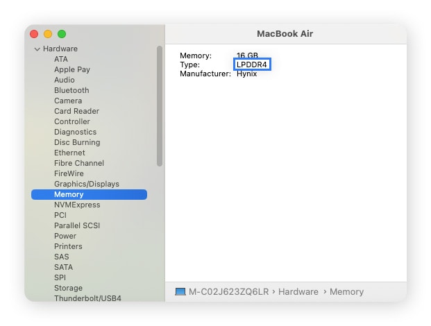 Screenshot of System Information highlighting the RAM type.