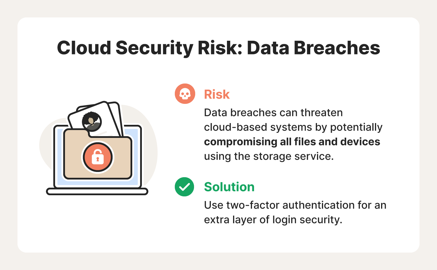 A graphic showcases data breach risks and solutions.