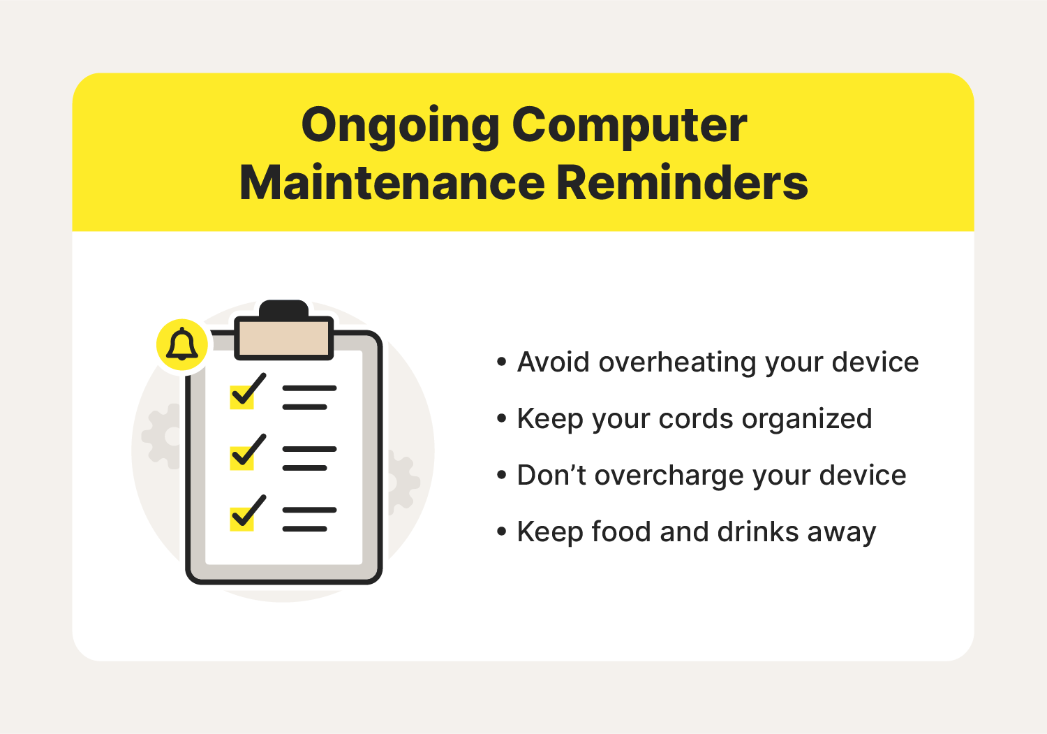 Ongoing computer maintainance remainder