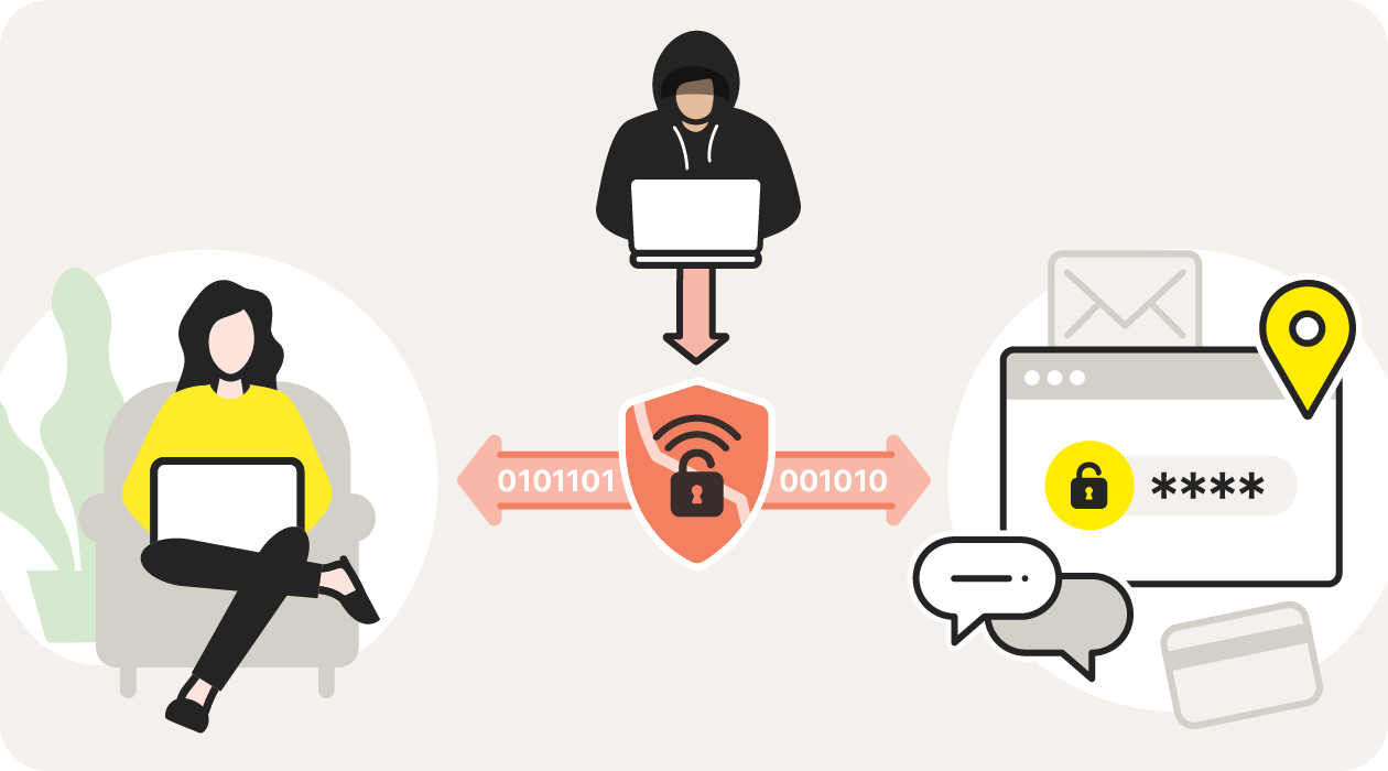 A graphic showing how using a cracked VPN can give hackers back-door access to your data.