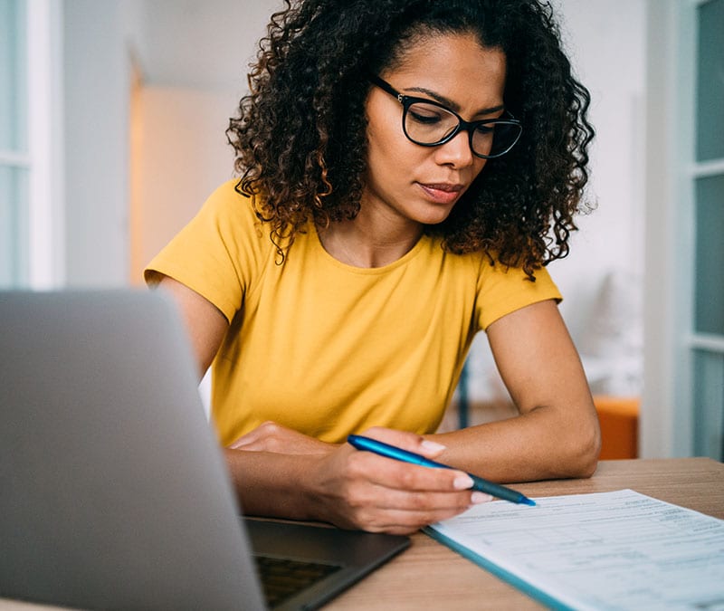 A person checking their credit score online.