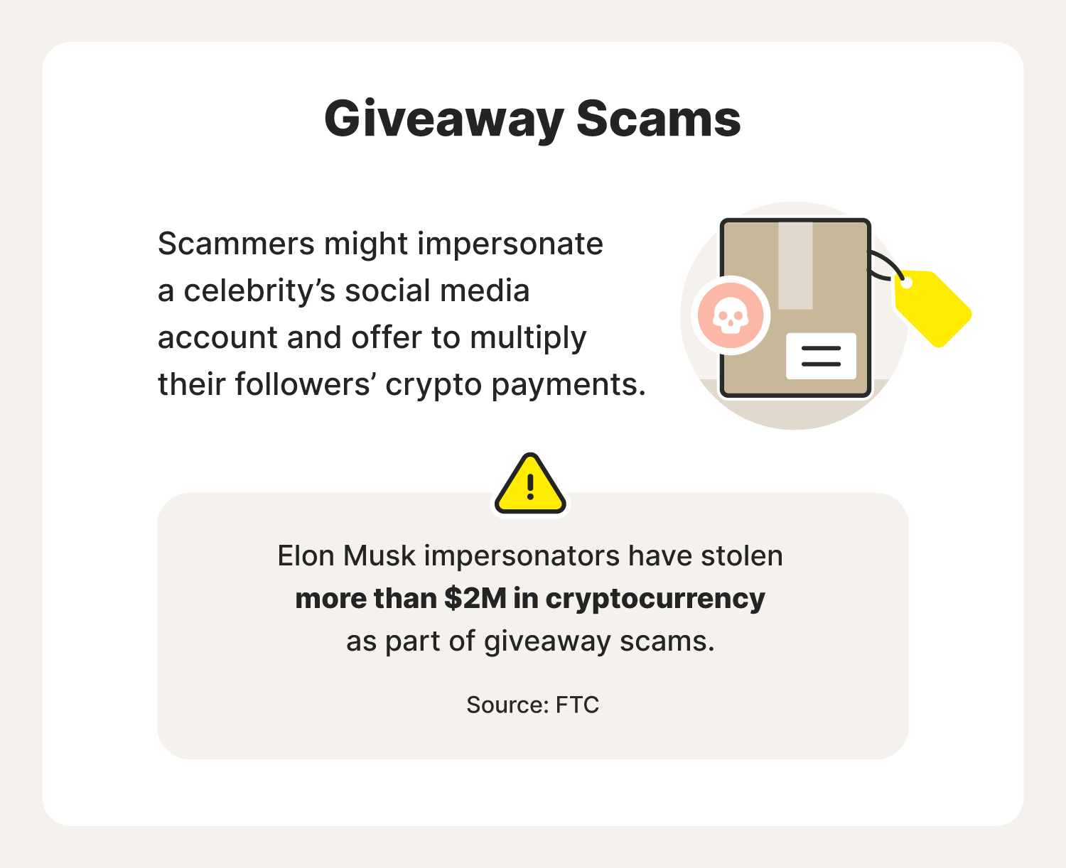 Illustrated chart defining giveaway cryptocurrency scams.