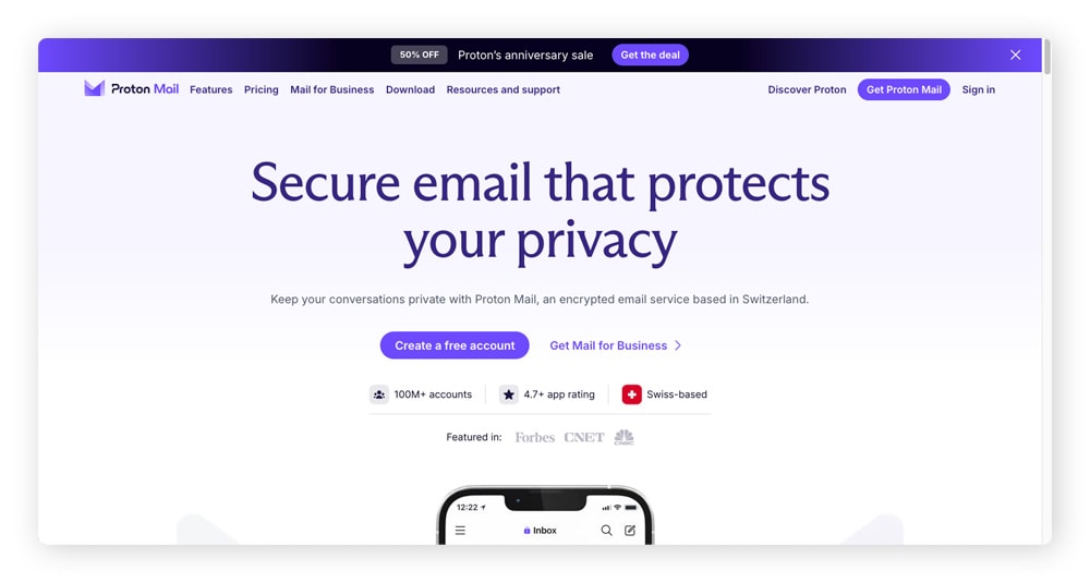 Proton Mail is a secure email system that can be accessed with the Tor browser.