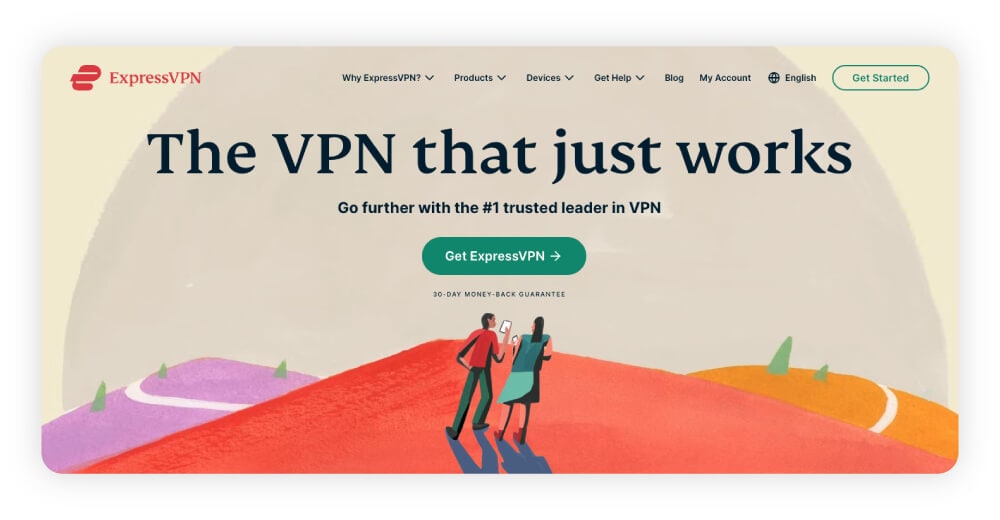A screenshot of ExpressVPN’s home page.
