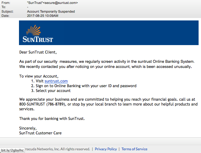 bank phishing examples