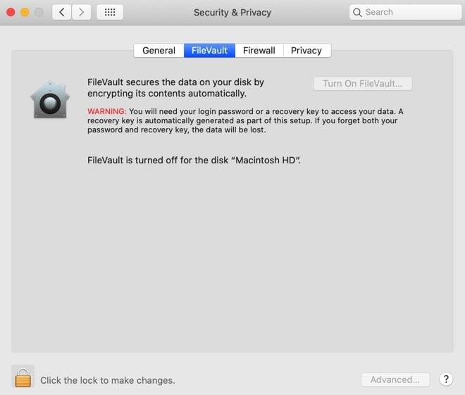 Encrypt your data with filevault