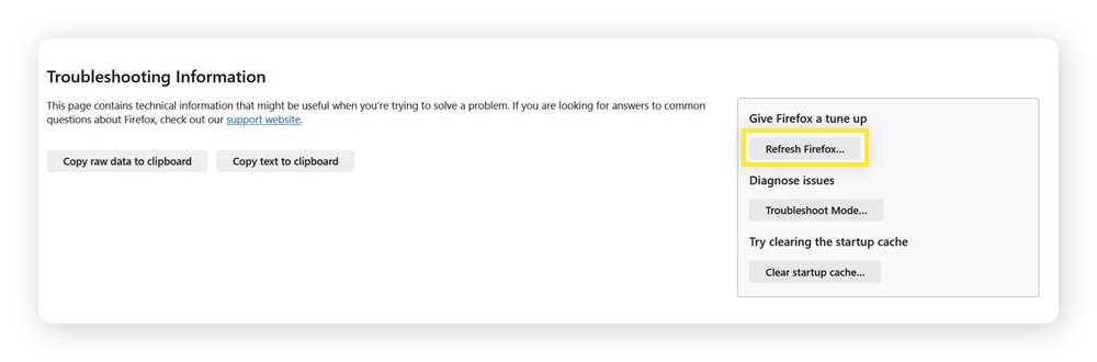 Reset Firefox settings by clicking Refresh Firefox.
