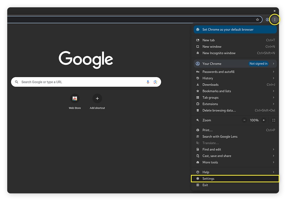 Opening Chrome settings to enable hardware acceleration.