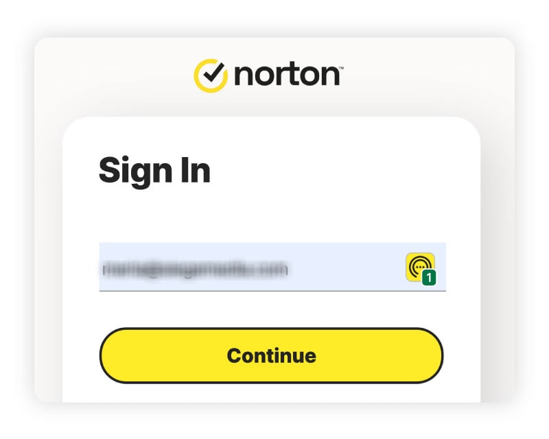A screenshot showing how Norton Password Manager auto-fills login credentials for security and convenience.