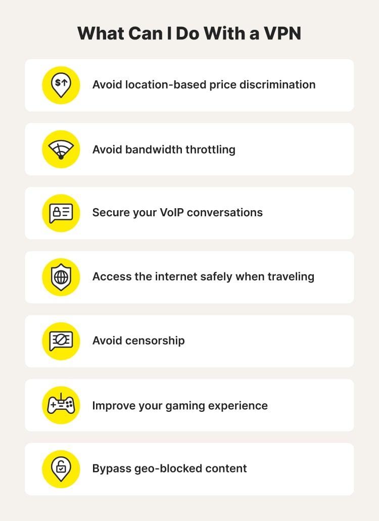 Illustrated chart explaining some of the things a VPN lets you do.