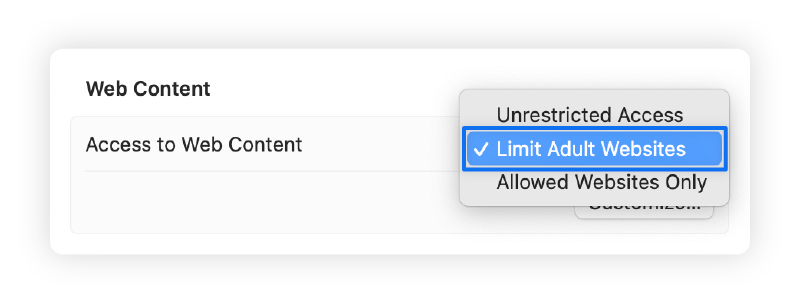 A screenshot showing how to restrict Safari websites on a Mac.