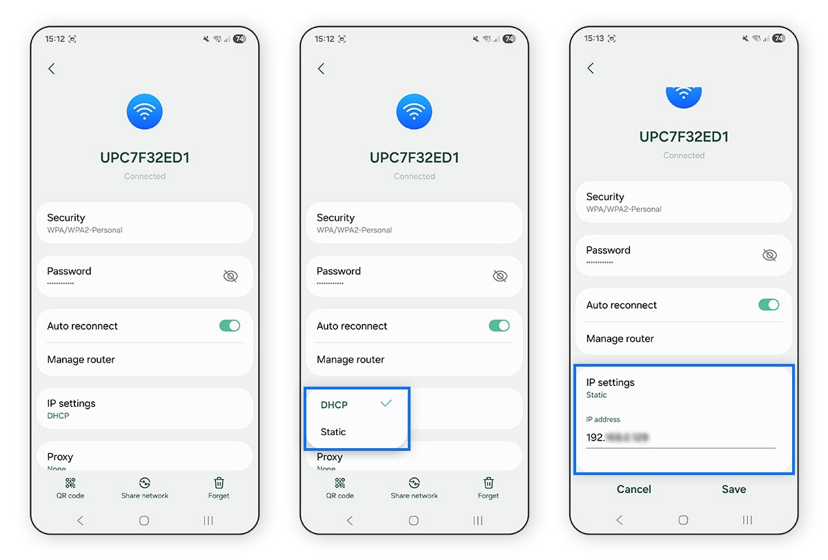 Editing network IP settings in Android (DHCP, Static).