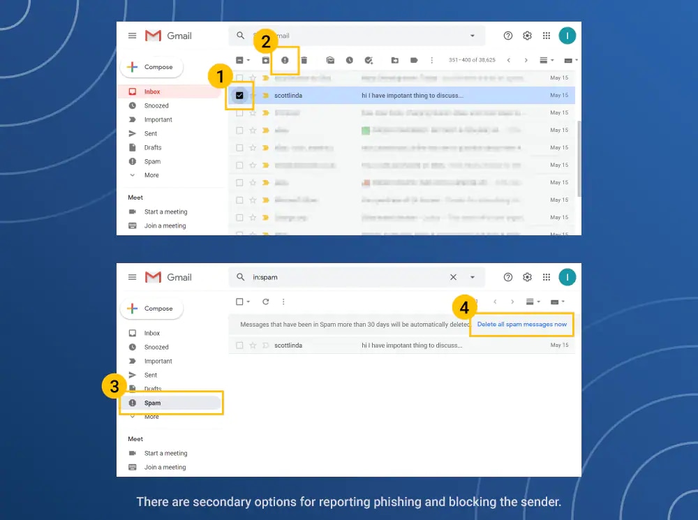 how to delete spam fromgmail