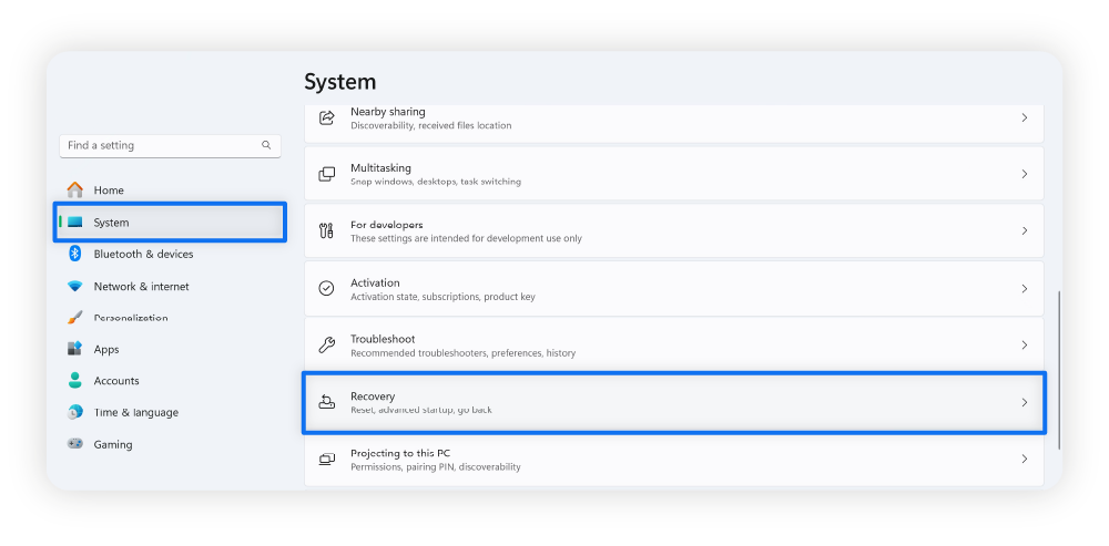 How to access the recovery menu to factory reset your PC.