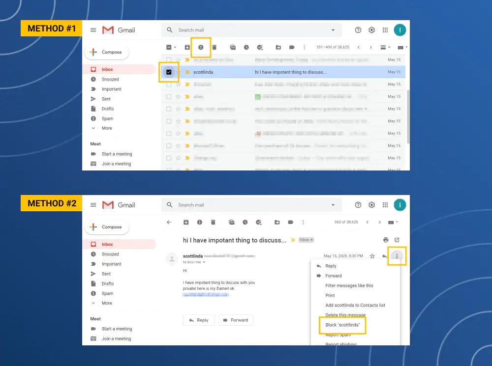 how to mark spam in gmail