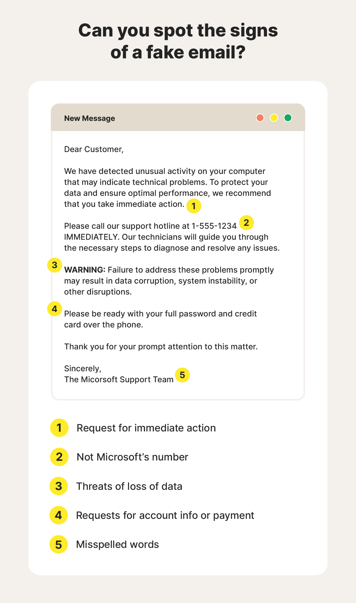 How to spot a fake email tech support scam.