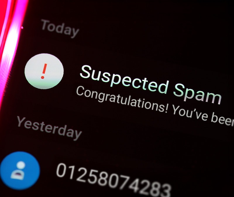 An image of a suspected spam text on a mobile phone.