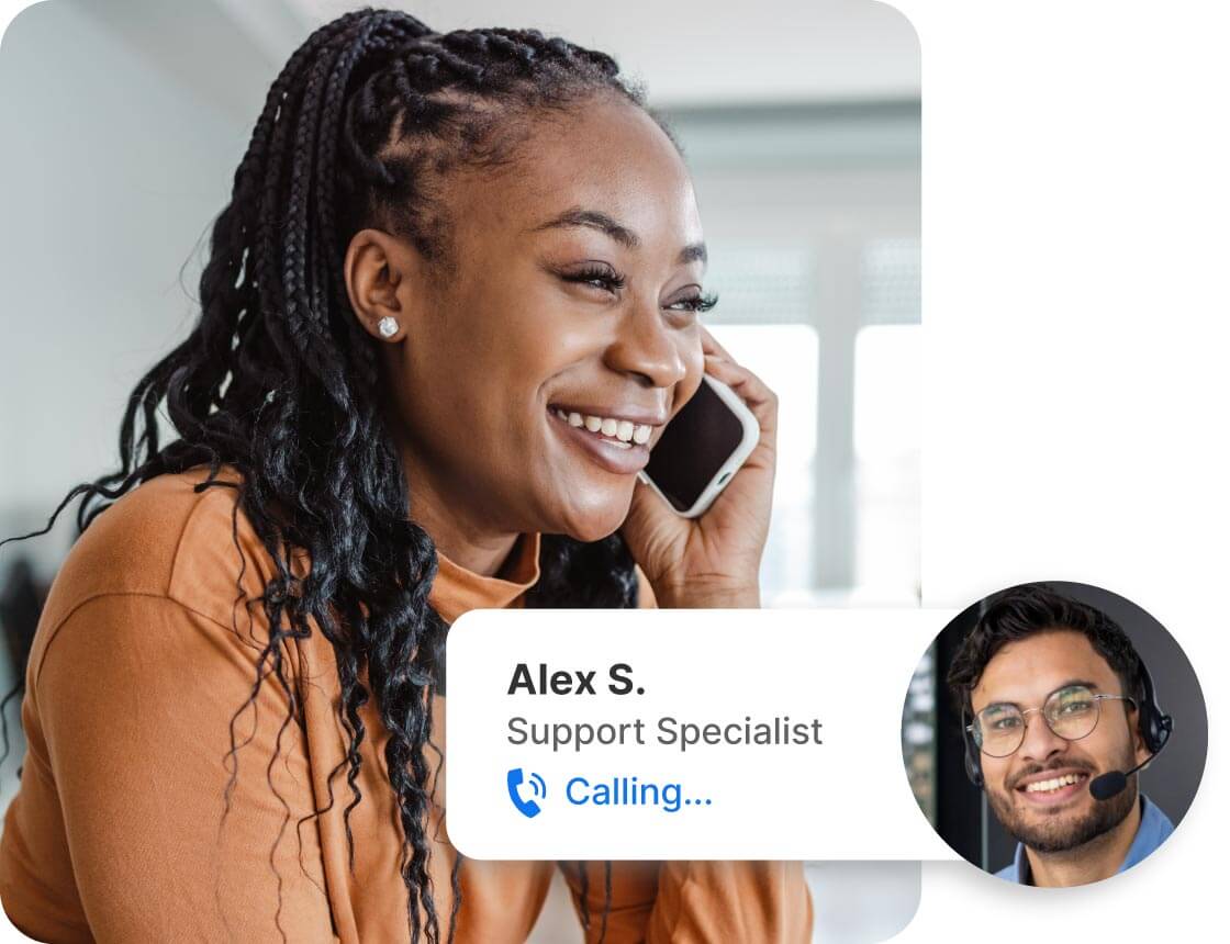 A woman uses the LifeLock app to get restoration support. 