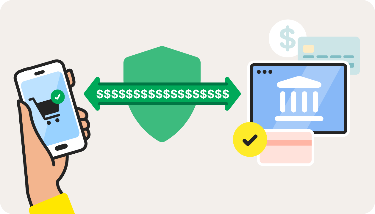 An illustration of how Plaid helps P2P apps securely connect to banks.