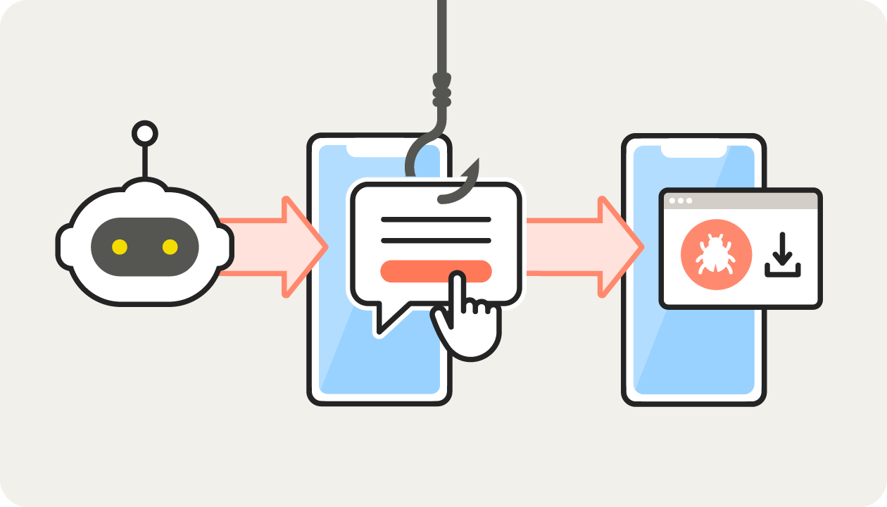 An illustration showing how Telegram bots can expose users to phishing scams.