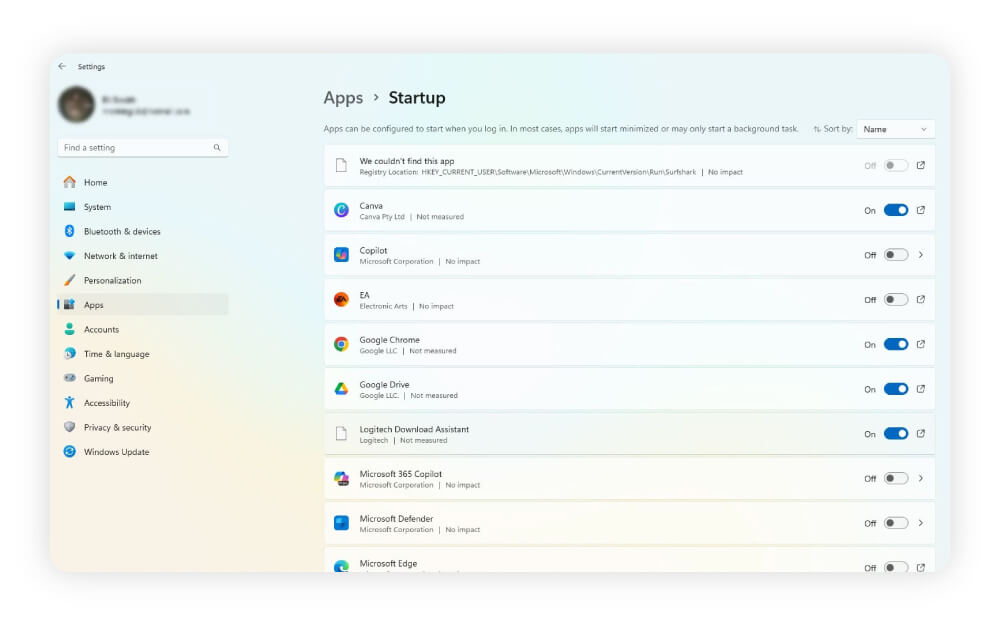 Screenshot showing how to disable apps via the Windows Startup menu.