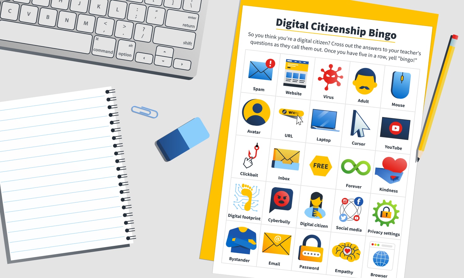 mockup digital citizenship bingo