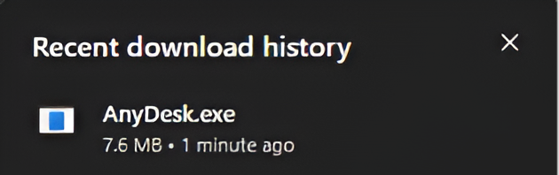 Screenshot of download history