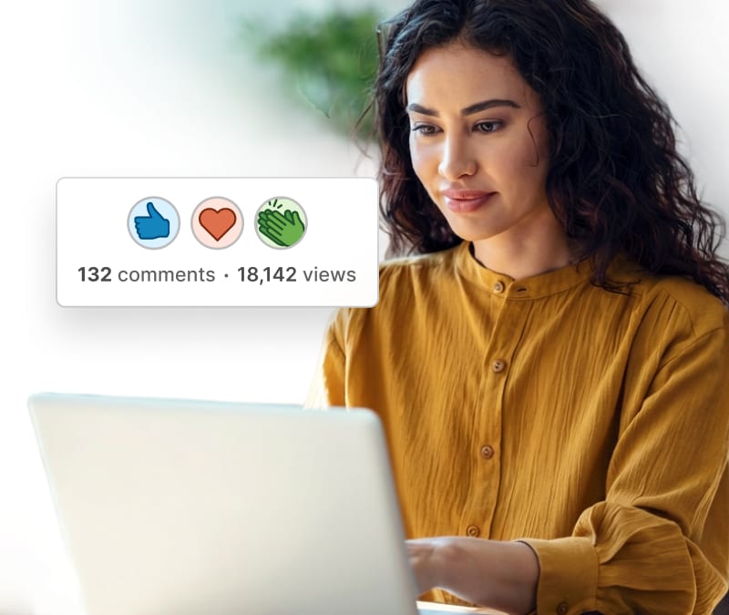 Woman utilizing Norton Revamp to help build her online presence.