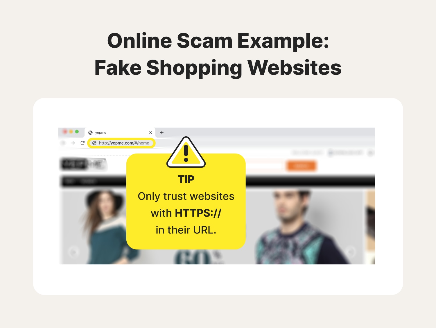 Online scam example fake shopping website