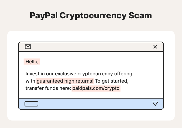 Example of a PayPal cryptocurrency scam. 