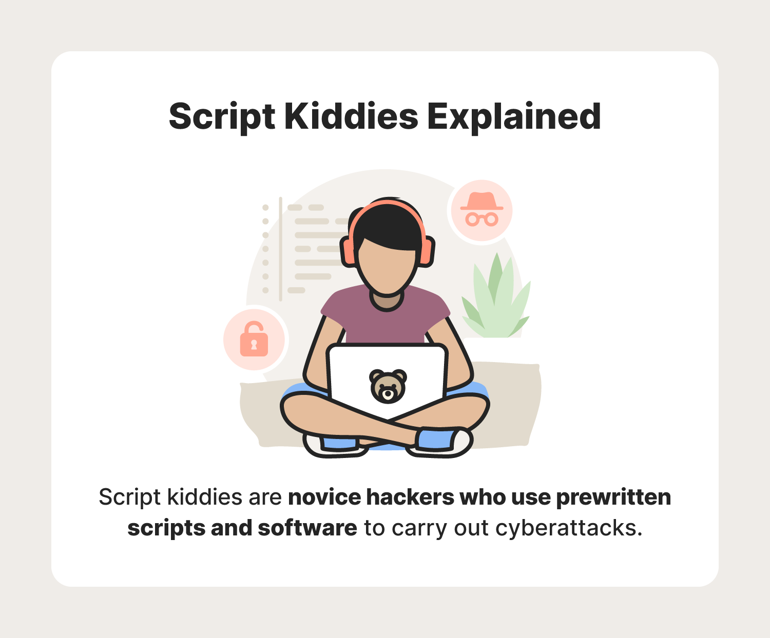 A graphic defines what a script kiddie is.