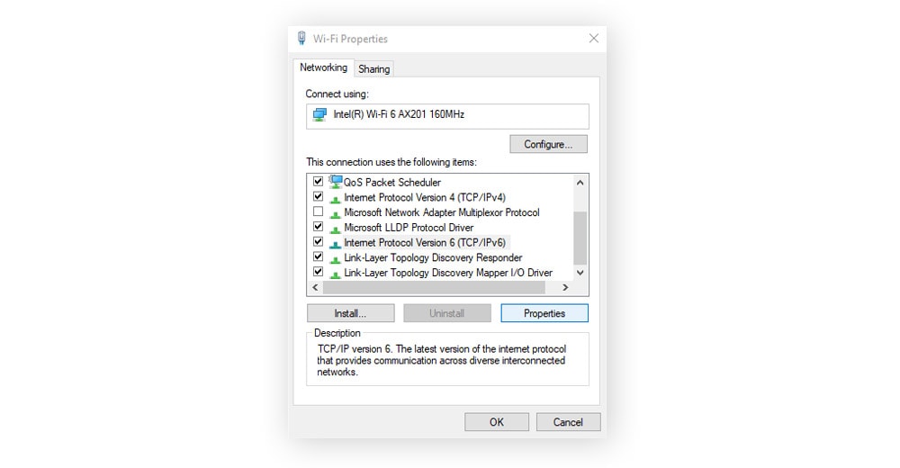  Opening a network's internet protocol settings on Windows.