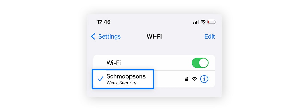 Finding the SSID of your current network connection on iOS.