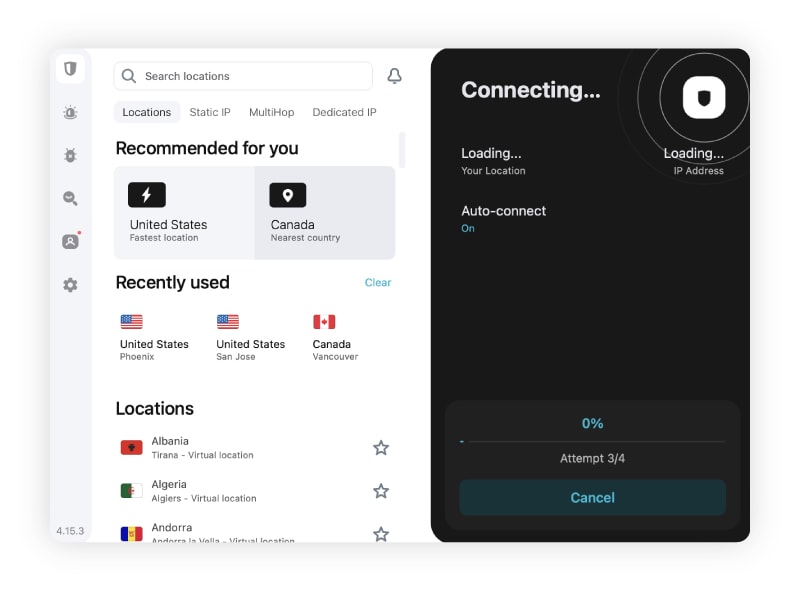Screenshot of the Surfshark interface on desktop.