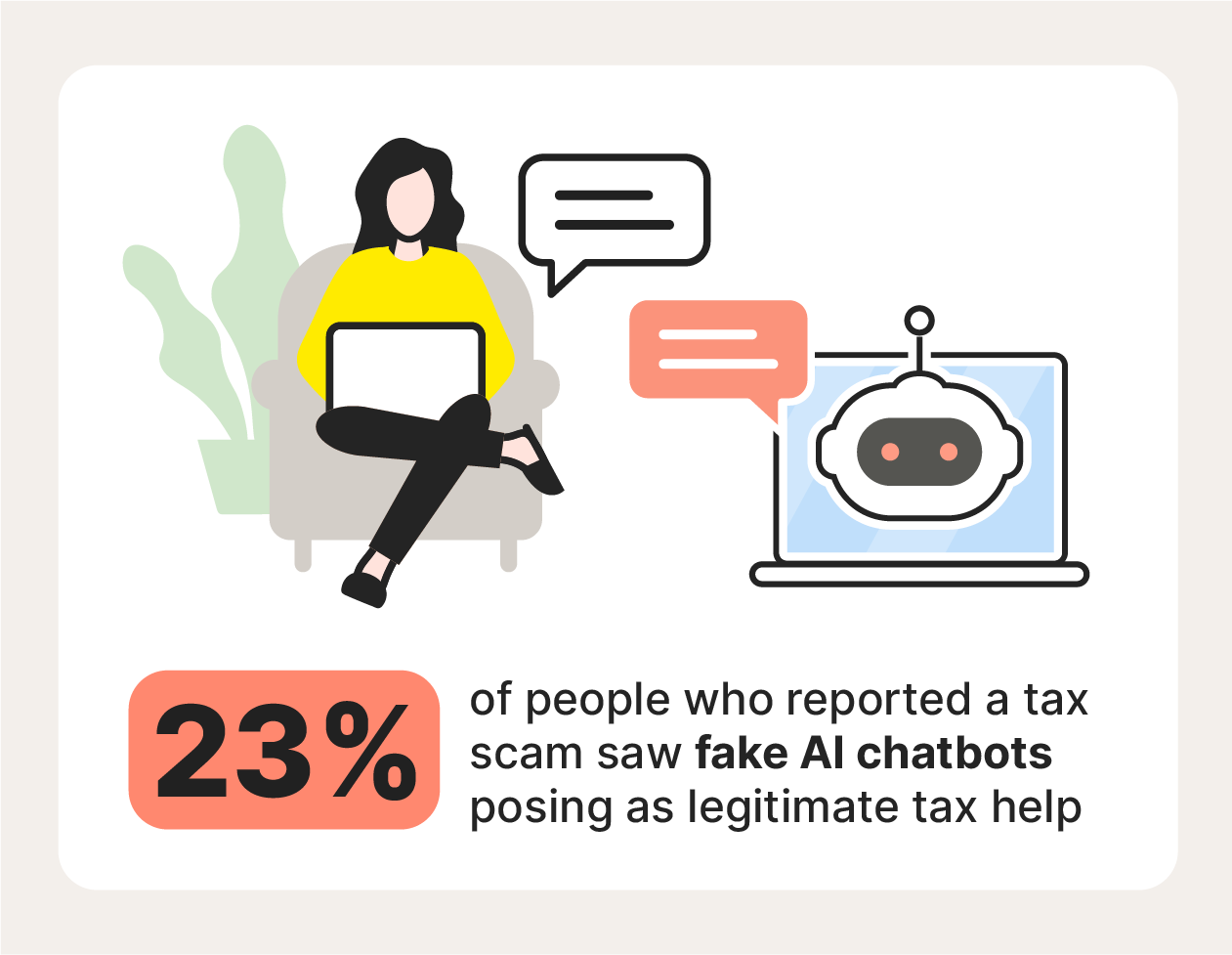 Illustration highlighting the prevalence of fake AI chatbots in tax scams.