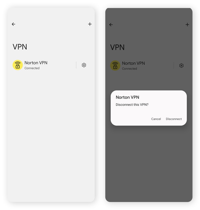 Turning off a VPN via Android Settings.