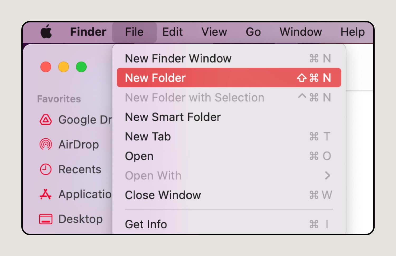 Screenshot showing how to create a new folder in your flash drive.
